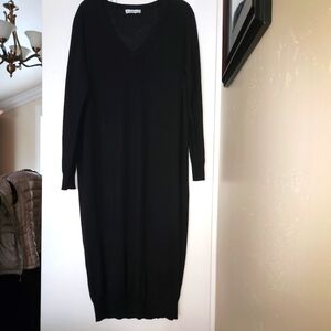 NWT Zara black,V neck lightweight knit sweater dress Long sleeves. Oversized .